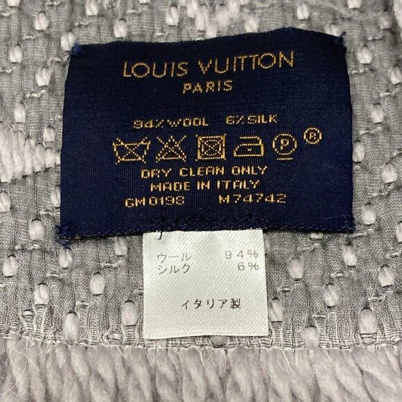 Auth LOUIS VUITTON Echarpe Logomania M74742 Gris Perle GM0198 Scarf - Picture 7 of 9